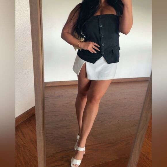 Pin striped blazer strapless top - Picture 1 of 5